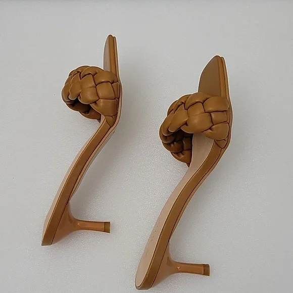 Women's slippers, fashion woven lightweight sandals, comfortable mid heel - Picture 4 of 10